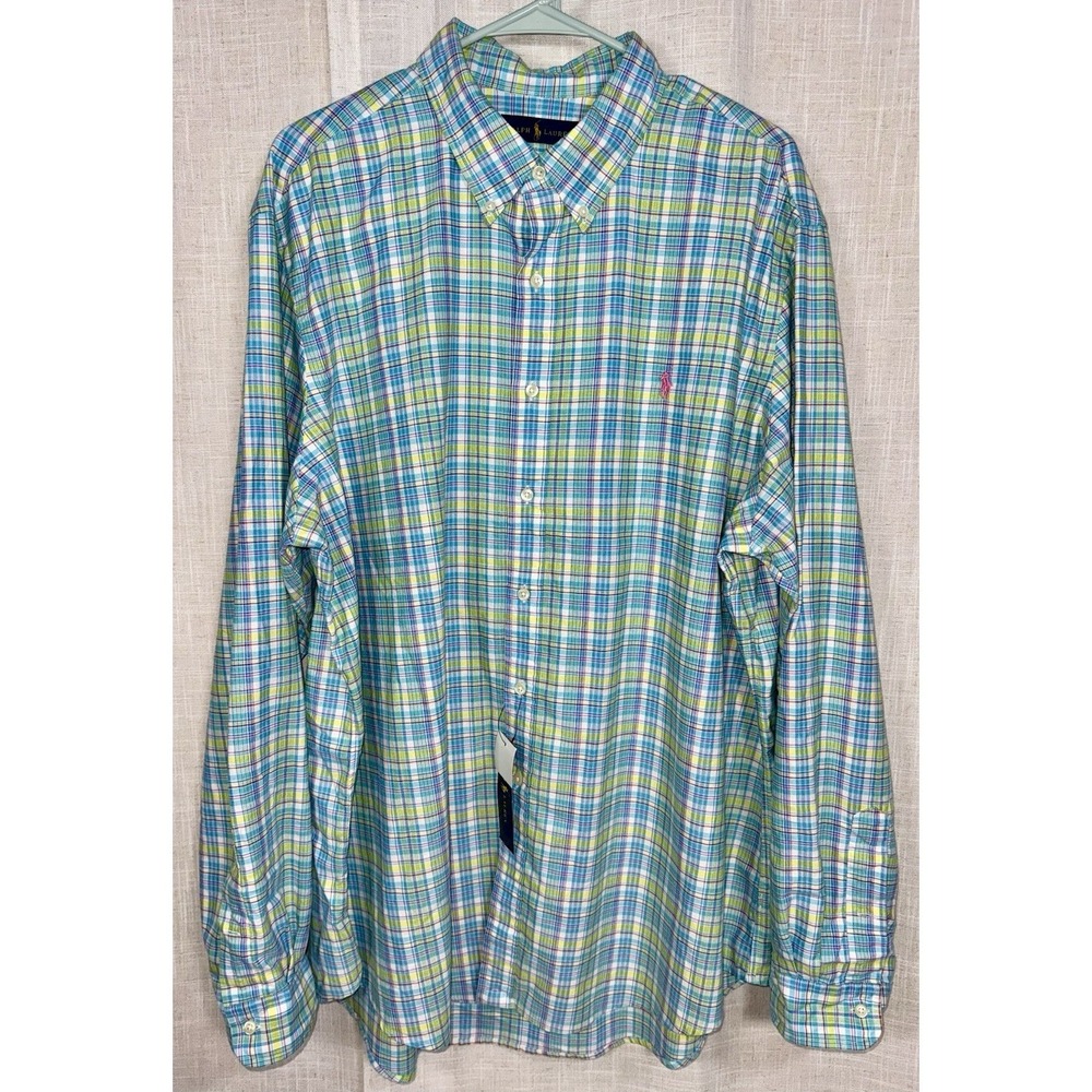 NWT Men's XXL Ralph Lauren Long Sleeve Button‎ Down Shirt Pony READ Spring